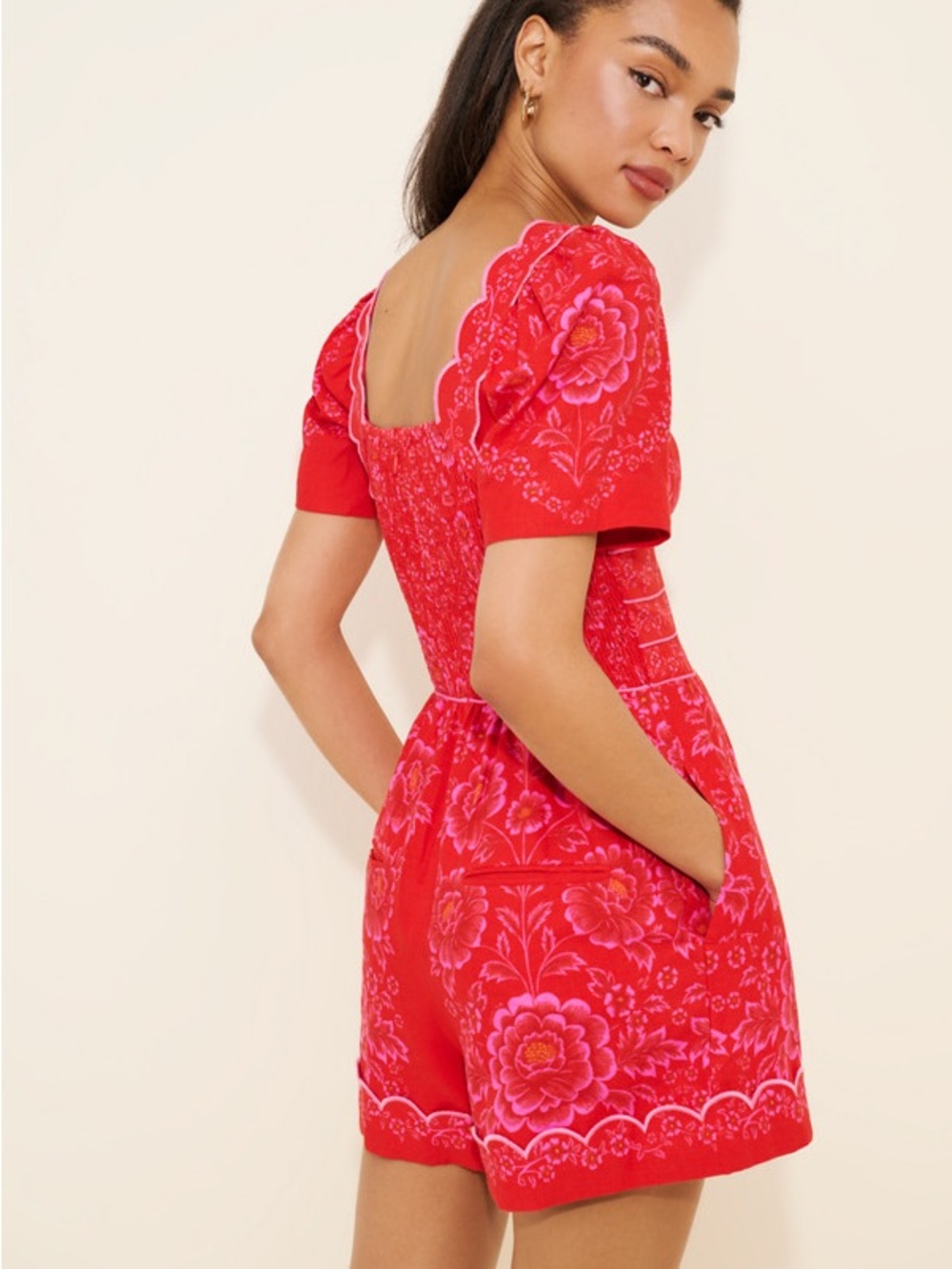 Farm Rio Red Olivia Cut Out Romper - Picture 3 of 13